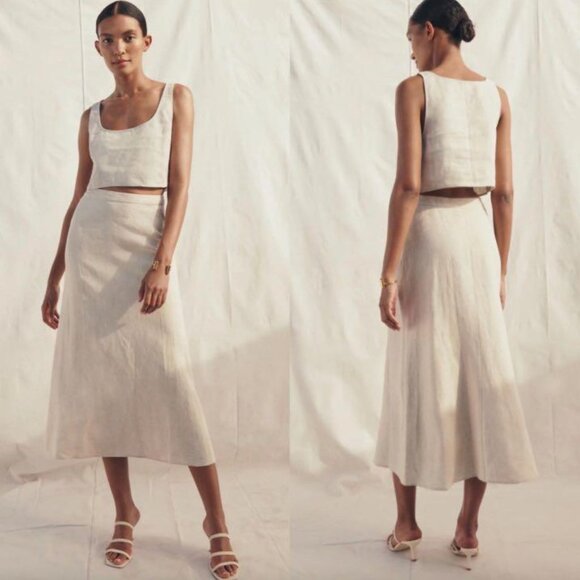 Reformation Dresses & Skirts - NEW Reformation Silas Linen Skirt - Size 4 Oatmeal